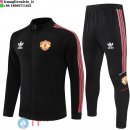 Giacca Set Completo Lunga Zip Manchester United 23-24 Nero III Rosso