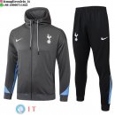 Giacca Felpa Cappuccio Set Completo Tottenham Hotspur 25-26 Grigio