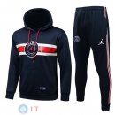 Giacca Felpa Cappuccio Set Completo Paris Saint Germain 21-22 Blu Navy Rosso