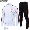 Giacca Full Zip e Pantaloni Allenamento AC Milan 25-26 Bianco Rosso Nero