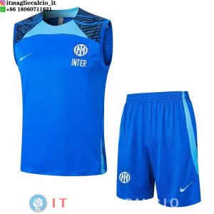 Senza Maniche Set Completo Maglia Inter Milan 2024/2025 Blu