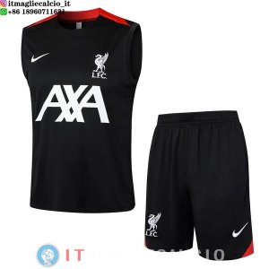 Senza Maniche Set Completo Maglia Liverpool 2024/2025 Nero Bianco Rosso