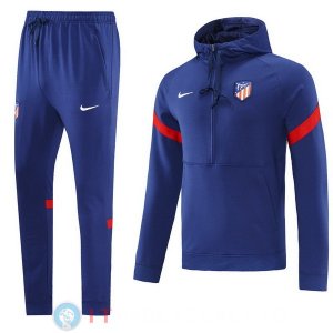 Felpa Cappuccio Set Completo Atletico Madrid 21-22 Blu Navy