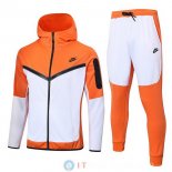 Giacca Felpa Cappuccio Set Completo Nike 22-23 Arancione Bianco