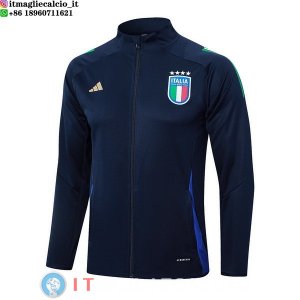 Giacca Lunga Zip Italia 2024 Blu I Navy
