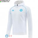 Giacca Con Cappuccio Full Zip Napoli 2025/2026 Bianco Blu