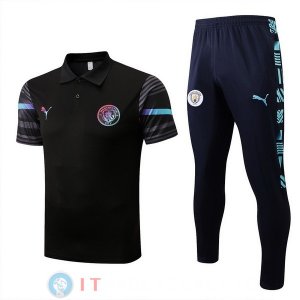 POLO Maglia Set Completo Manchester City 2022/2023 Nero