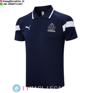 POLO Maglia Marseille 2022/2023 Blu Navy Bianco