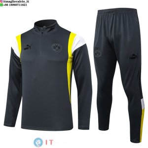 Felpa Da Allenamento Set Completo Borussia Dortmund 23-24 Grigio Giallo