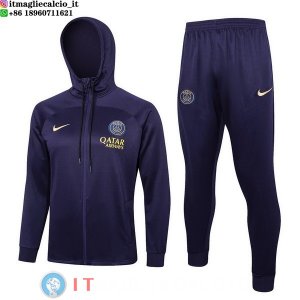 Giacca Felpa Cappuccio Set Completo Paris Saint Germain 23-24 Purpureo