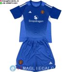 Maglia Set Completo Uomo Manchester United Portiere 2025/2026 Blu Bianco