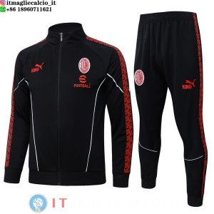 Giacca Full Zip e Pantaloni Allenamento AC Milan 25-26 Nero II Rosso