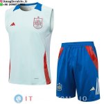 Senza Maniche Set Completo Maglia Spagna 2024 Blu Senza Maniche Set Completo Maglia Spagna 2024 Blu