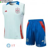 Senza Maniche Set Completo Maglia Spagna 2024 Blu
