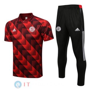 POLO Maglia Set Completo Bayern Monaco 2022/2023 Rosso Nero