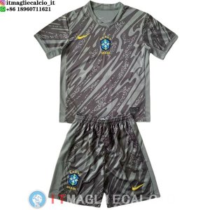 Maglia Bambino Brasile Portiere 2024 Grigio