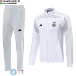 Giacca Lunga Zip Set Completo Real Madrid 25-26 Bianco Grigio