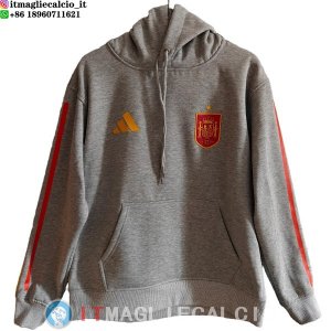 Felpa con Cappuccio Spagna 2026 Grigio Rosso