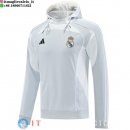 Giacca Felpa Cappuccio Real Madrid 2025/2026 Grigio Bianco