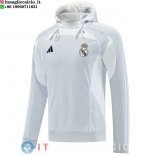 Giacca Felpa Cappuccio Real Madrid 2025/2026 Grigio Bianco
