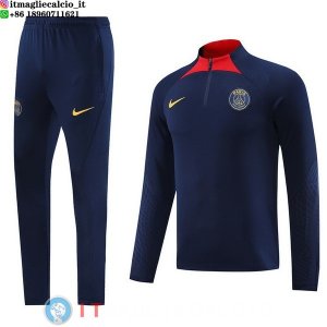 Felpa Da Allenamento Set Completo Paris Saint Germain 23-24 Blu Navy II Rosso