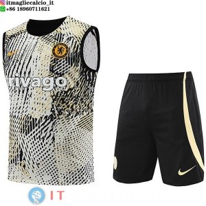 Senza Maniche Set Completo Maglia Chelsea 2023/2024 Giallo Nero