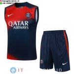 Senza Maniche Set Completo Maglia Paris Saint Germain 2023/2024 Rosso Blu