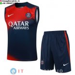 Senza Maniche Set Completo Maglia Paris Saint Germain 2023/2024 Rosso Blu