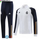 Giacca Set Completo Lunga Zip Real Madrid 2023/2024 Blu Navy Bianco