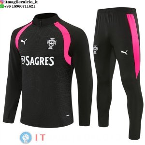 Tuta da Allenamento Bambino Portogallo Mezza Cerniera 2026 Nero Rosa