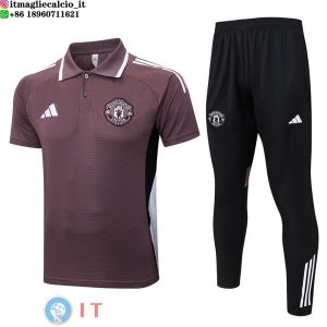 POLO Maglia Set Completo Manchester United 2025/2026 Purpureo Nero