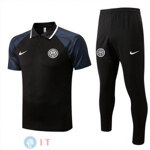 POLO Maglia Set Completo Inter Milan 2022/2023 Nero Grigio