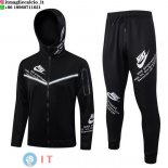 Giacca Felpa Cappuccio Set Completo Nike 2023 Nero Bianco