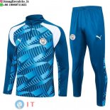 Felpa Da Allenamento Bambino Set Completo Manchester City 23-24 Blu II Bianco