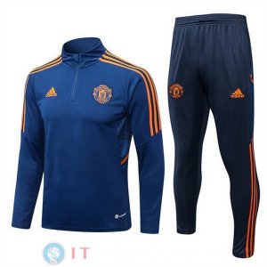 Giacca Set Completo Manchester united 22-23 Blu Arancione