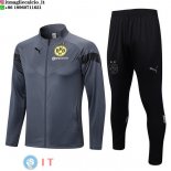 Giacca Set Completo Lunga Zip Borussia Dortmund 22-23 Grigio II Nero