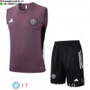Senza Maniche Set Completo Maglia Manchester United 2025/2026 Purpureo Nero