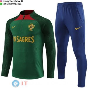 Felpa Da Allenamento Giocatori Set Completo Portogallo 2023 Verde Blu Navy