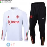 Felpa Da Allenamento Set Completo Manchester United 23-24 Bianco II Nero