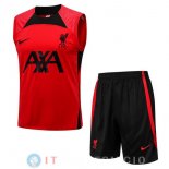 Senza Maniche Set Completo Maglia Liverpool 2022/2023 Rosso Nero