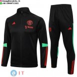 Giacca Set Completo Lunga Zip Manchester United 23-24 Nero Rosso Verde