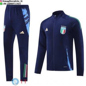 Giacca Set Completo Lunga Zip Italia 2024 Blu Navy