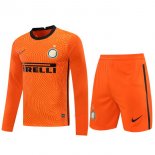 Thailandia Maglia Portiere Set Completo Uomo Inter Milan 2023/2024 Arancione ML