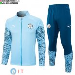 Giacca Set Completo Lunga Zip Manchester city 23-24 Blu
