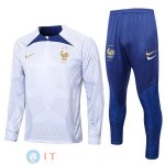 Felpa Da Allenamento Set Completo Francia 2022 Bianco Blu Felpa Da Allenamento Set Completo Francia 2022 Bianco Blu
