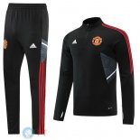 Giacca Set Completo Lunga Zip Manchester United 22-23 Nero Grigio