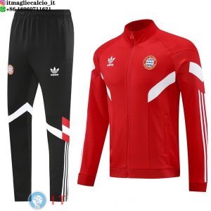 Giacca Set Completo Lunga Zip Bayern Monaco 25-26 Nero Rosso Bianco