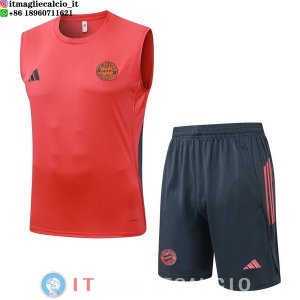 Senza Maniche Set Completo Maglia Bayern Monaco 2025/2026 Rosso Grigio