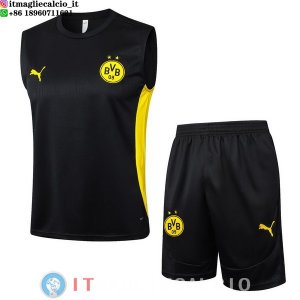 Senza Maniche Set Completo Maglia Borussia Dortmund 2024/2025 Nero Giallo