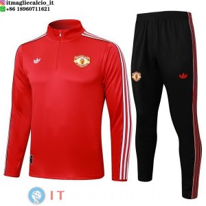 Felpa Da Allenamento Set Completo Manchester united 25-26 Rosso Nero